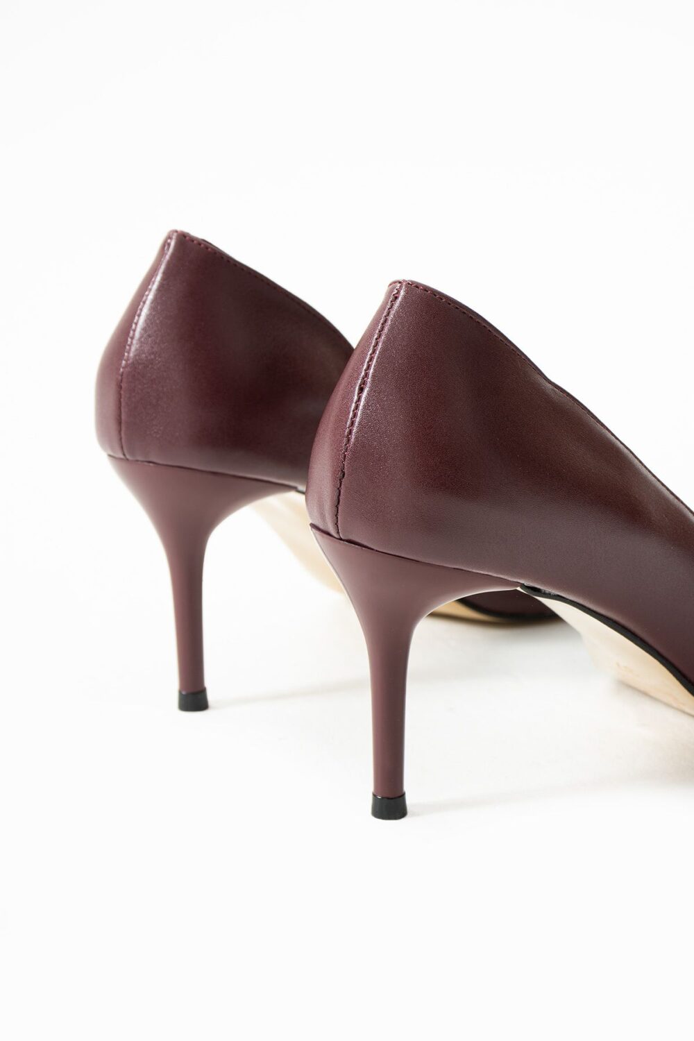 Mat Bordo Vegan Deri Stiletto – 7cm İnce Topuklu Günlük & Ofis Kadın Ayakkabısı - Görsel 6