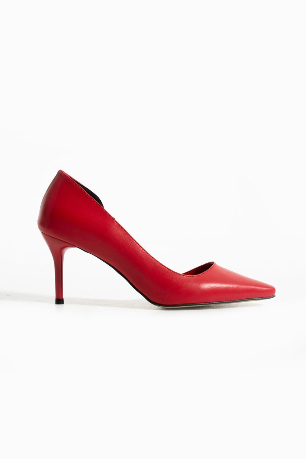 Mat Kırmızı Vegan Deri Stiletto – 7cm İnce Topuklu Günlük & Ofis Kadın Ayakkabısı - Görsel 5