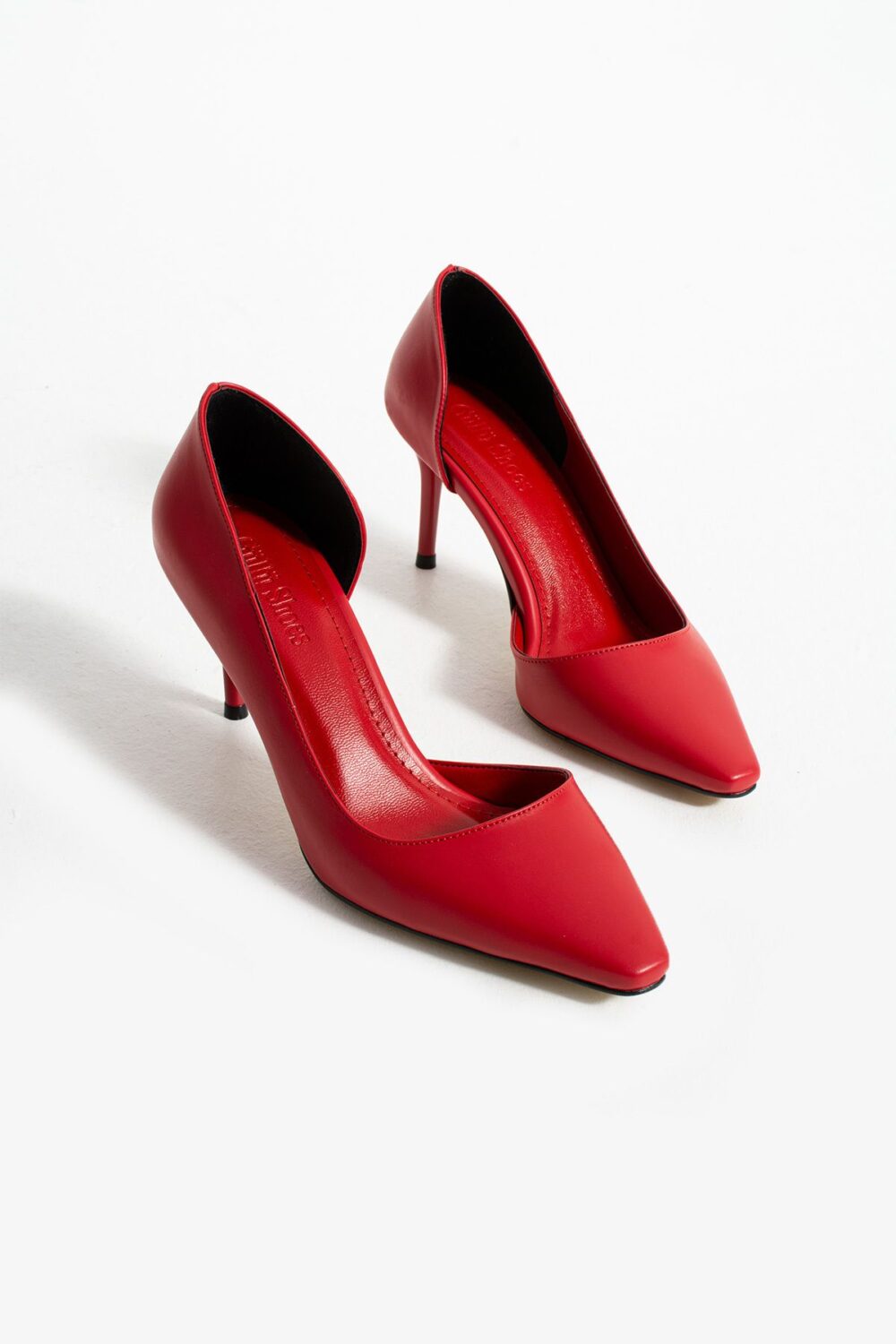 Mat Kırmızı Vegan Deri Stiletto – 7cm İnce Topuklu Günlük & Ofis Kadın Ayakkabısı - Görsel 6