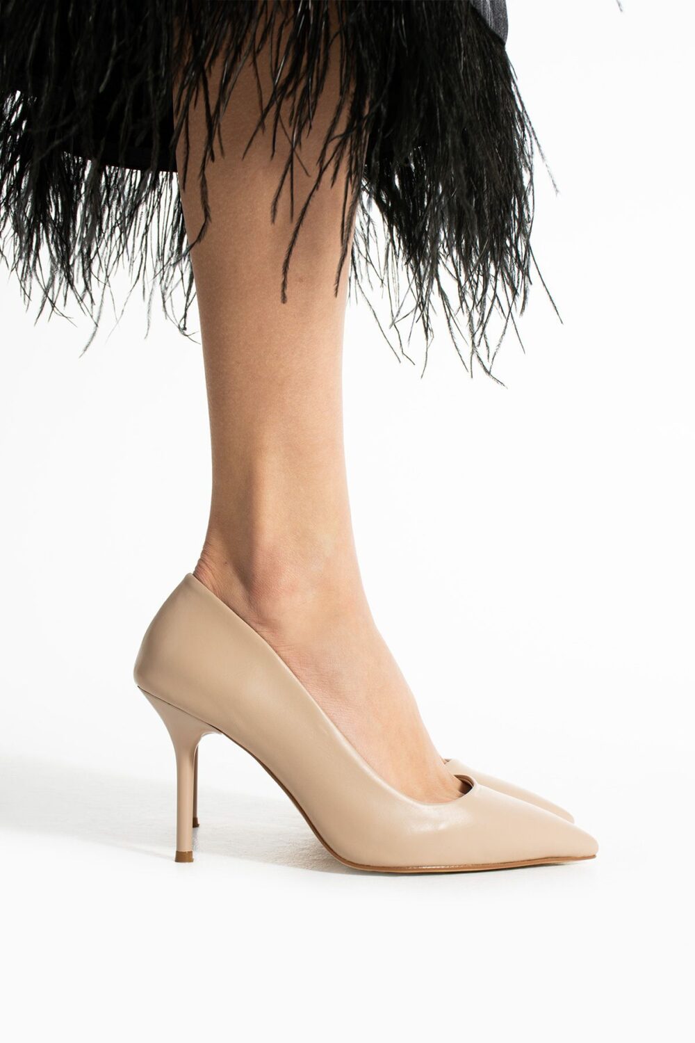 Bej 9cm Vegan Deri İnce Topuklu Stiletto | Etkileyici Şıklık! Mezuniyet Düğün Ofis İçin - Görsel 2