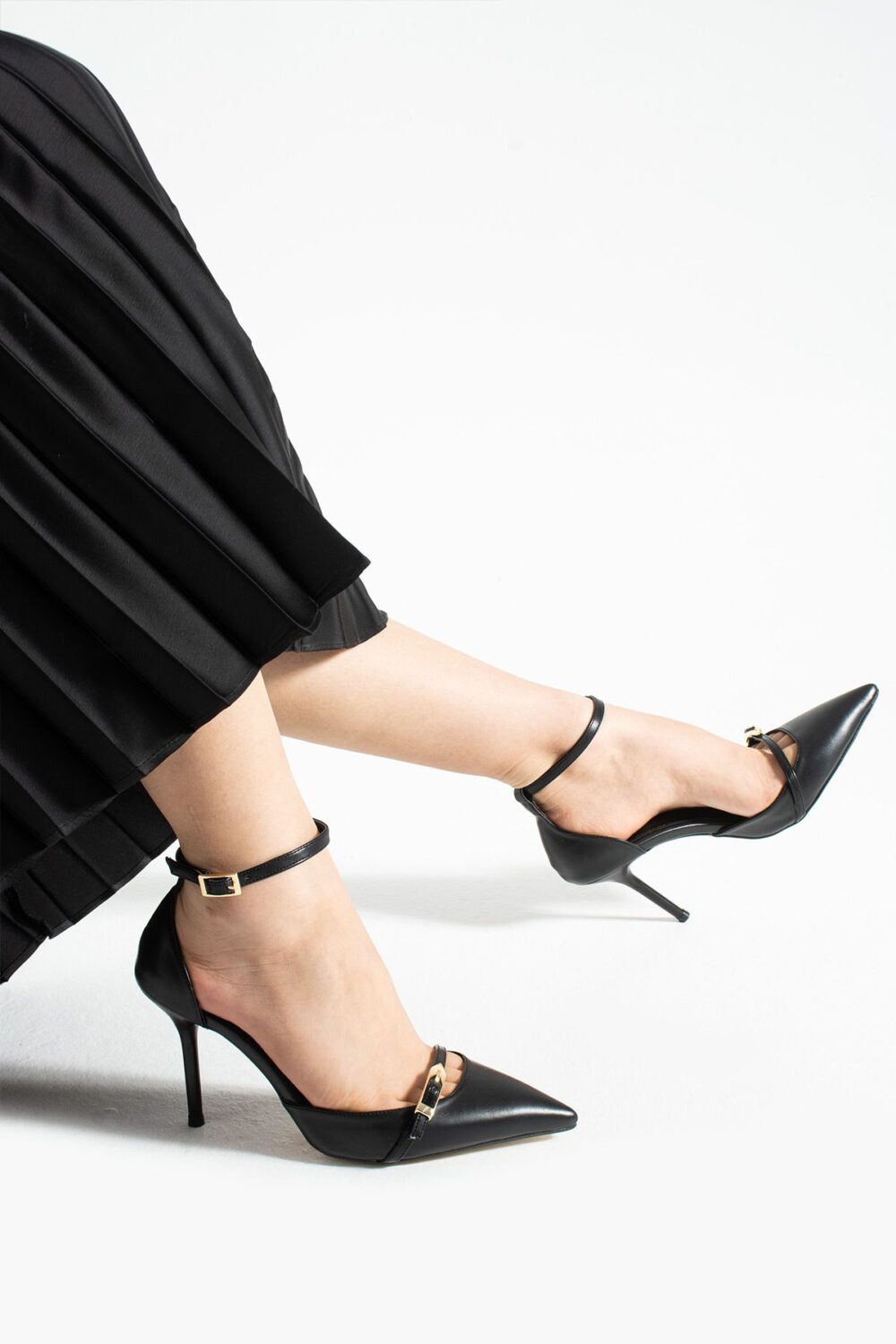 Siyah Mat Vegan Deri Stiletto – 9cm İnce Topuklu Rahat Kalıp Günlük Kadın Ayakkabısı - Görsel 2