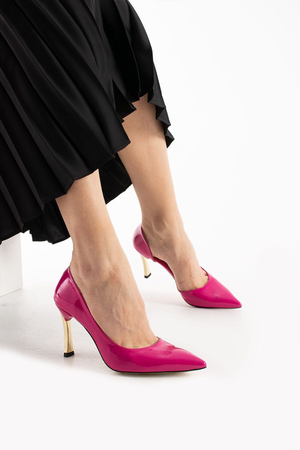 Fuşya 9 cm İnce Topuklu Vegan Deri Stiletto – Göz Alıcı Kadın Ayakkabı - Görsel 2