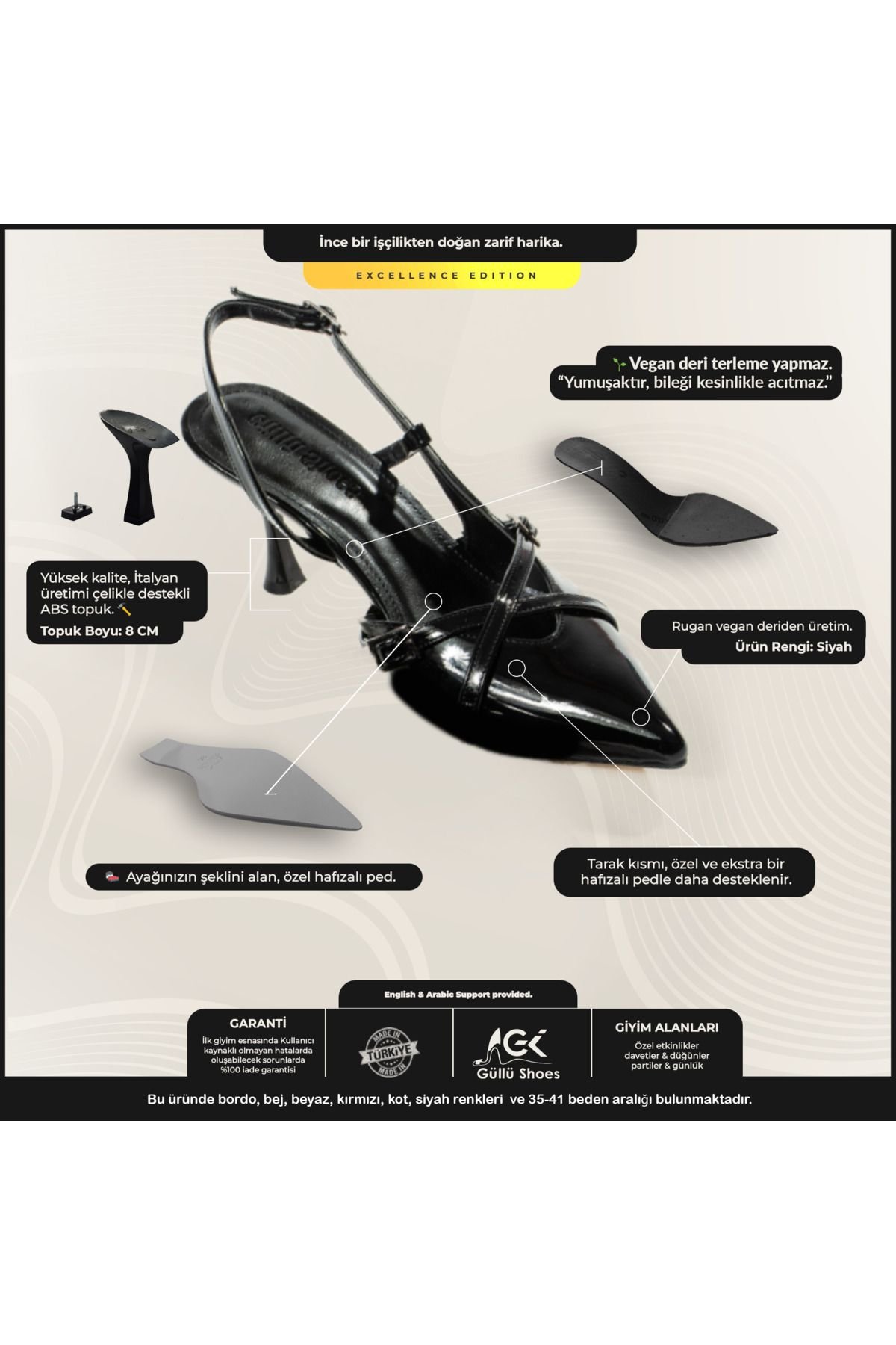 Kadın Topuklu Ayakkabı Abiye Ayakkabı Siyah Stiletto Vegan Deri Rugan - Günlük Ve Özel Gün - Görsel 2