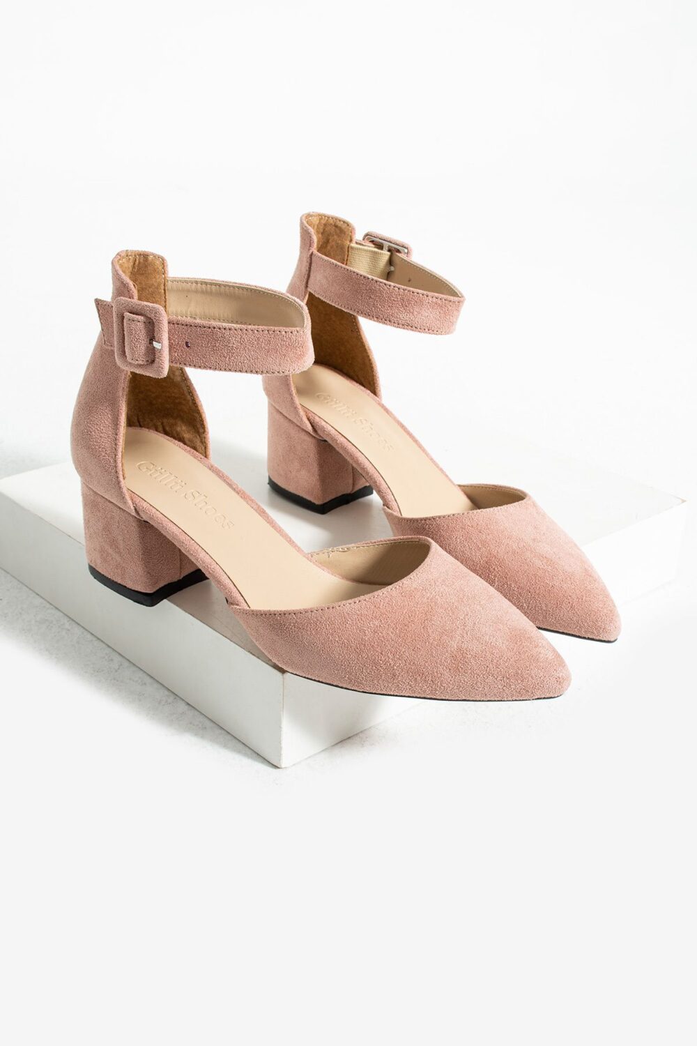 Gül Kurusu Süet Topuklu Abiye Kadın Ayakkabı – 5.5 cm Kalın Topuklu, Şık ve Zarif Stiletto Model, Gelinlik ve Özel Gün Uyumlu - Görsel 2